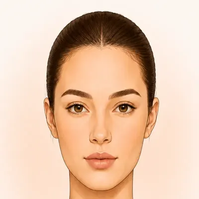 Tipo de rostro alargado: ilustración de una cara claramente más larga que ancha