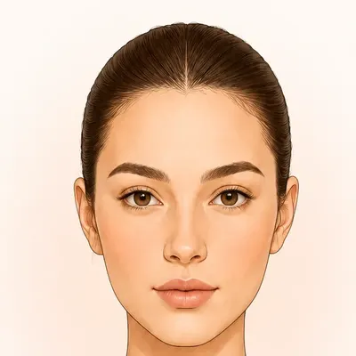 Tipo de rostro ovalado: ilustración de una cara algo más larga que ancha y de líneas suaves