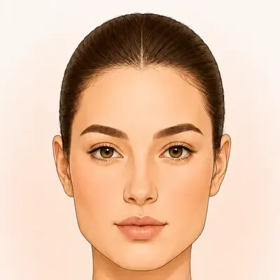 Tipo de rostro cuadrado: ilustración de una cara con frente, pómulos y mandíbula del mismo ancho