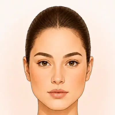 Tipo de rostro triangular: ilustración de una cara con la mandíbula más ancha que la frente