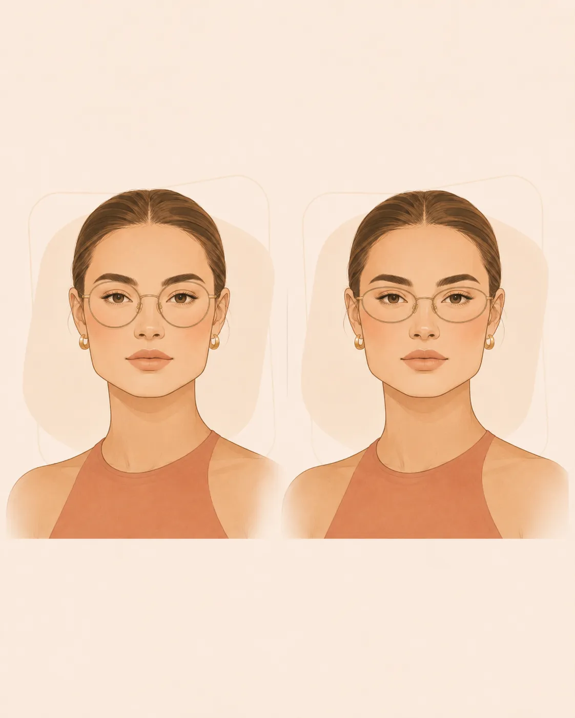 Round and oval glasses that flatter a square face shape, women's frames