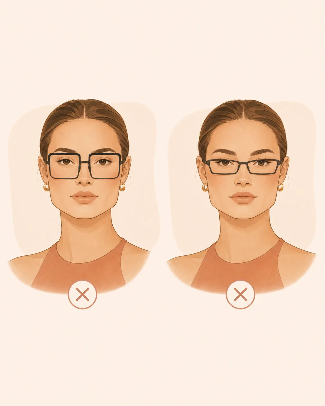 Boxy, square glasses to avoid on a square face shape, women's frames